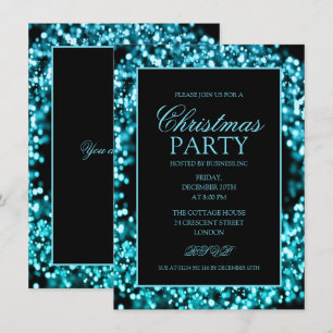 Elegant Teal Corporate Christmas Lights Party Invitation