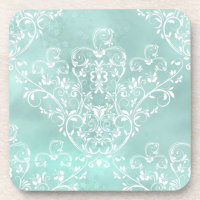 Elegant Teal Damask Coasters