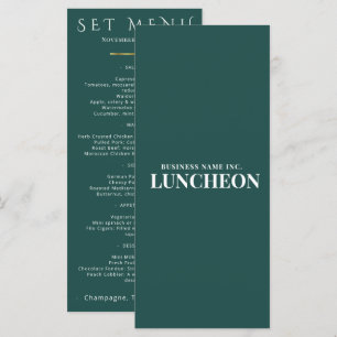Elegant Teal Event Menu Card Corporate Wedding
