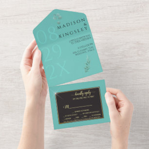 Elegant Teal Fab All In One Invitation