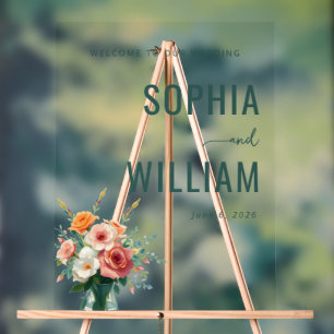 Elegant Teal Floral Bouquet Acrylic Sign