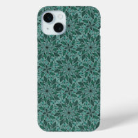 Elegant Teal Floral Pattern with Leaf Mandala