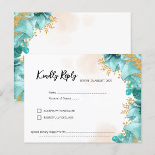 Elegant Teal Floral RSVP Card