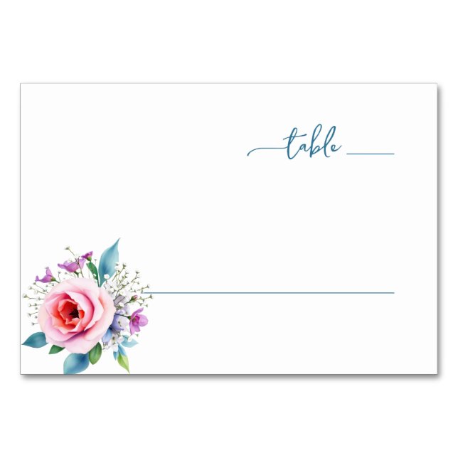 Elegant Teal Floral Table Number (Front)