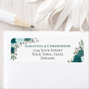 Elegant Teal Floral Wedding Return Address