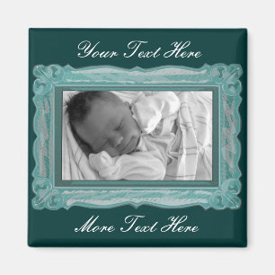 Elegant Teal Frame Magnet