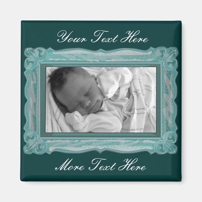 Elegant Teal Frame Magnet (Front)