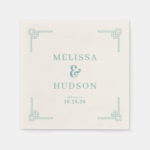 Elegant Teal Geometric Napkin