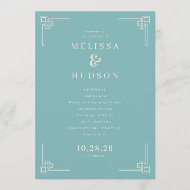 Elegant Teal Geometric Wedding Template (Front)