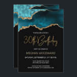 Elegant Teal Gold Agate 30th Birthday Invitation<br><div class="desc">This elegant 30th birthday invitation features a watercolor image of an agate geode in shades of teal with faux gold highlights. The words "30th Birthday" appear in faux gold glitter in decorative modern handwriting font. Customise it with the name of the honoree in gold coloured text and the details in...</div>