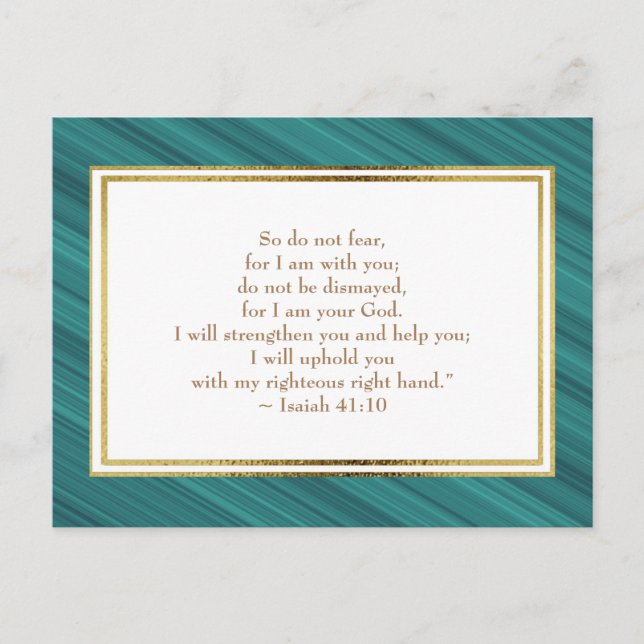 Elegant Teal Gold Christian Bible Verse Postcard (Front)