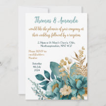 Elegant Teal & Gold Floral wedding
