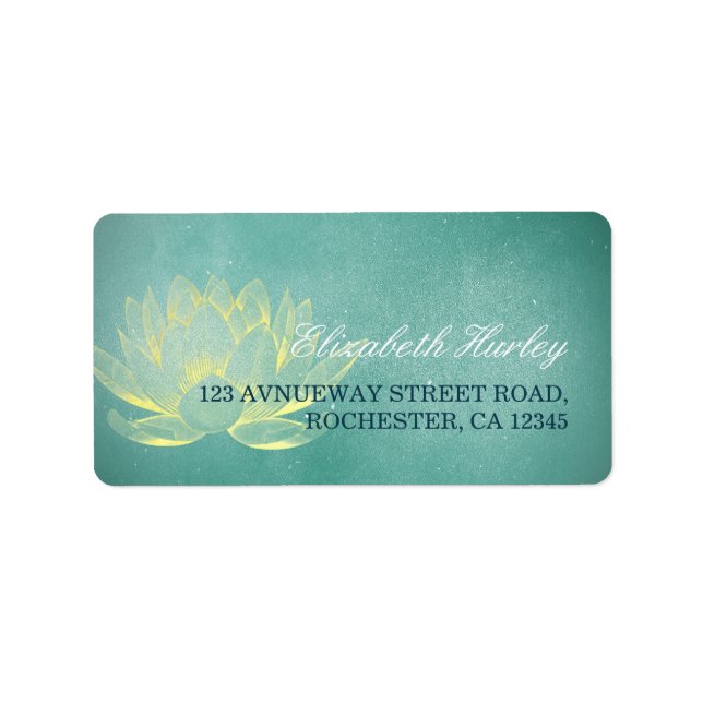 Elegant Teal Gold Lotus Yoga Mediation Instructor Label (Front)