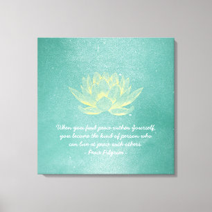 Elegant Teal Gold Lotus YOGA Meditation Instructor Canvas Print