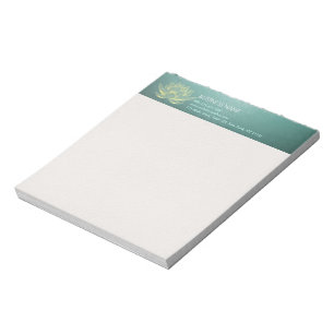 Elegant Teal Gold Lotus YOGA Meditation Instructor Notepad