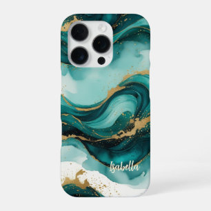 Elegant Teal Gold Watercolor Case