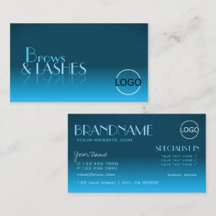 Elegant Teal Gradient Mirror Font Classic Logo Business Card