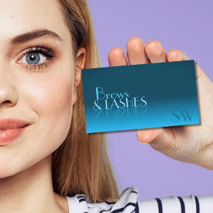 Elegant Teal Gradient Mirror Font Classic Monogram Business Card