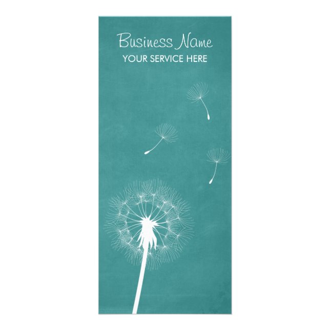 Elegant Teal Green Dandelion Rack Card (Front)