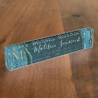 Elegant Teal Green Gold Agate Geode Monogram