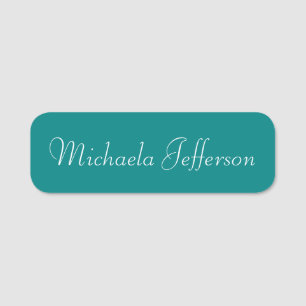 Elegant Teal Green: Modern Handwritten Calligraphy Name Tag