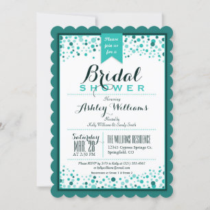 Elegant Teal Green; Turquoise Bridal Shower Invitation