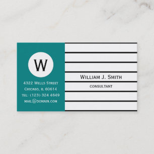 Elegant Teal Green White Black Stripes Business Card