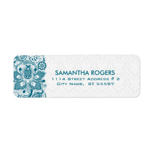 Elegant Teal Green & White Vintage Floral Lace Lab
