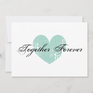 Elegant teal heart engagement party invitations