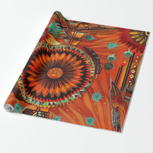 Elegant Teal "Intricate Echoes" Festive Wrap Matte Wrapping Paper