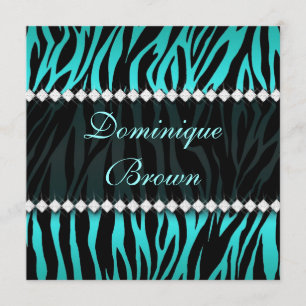Elegant Teal Jewelled Zebra Invite