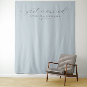 Elegant Teal Just Married Calligraphy Tapestry