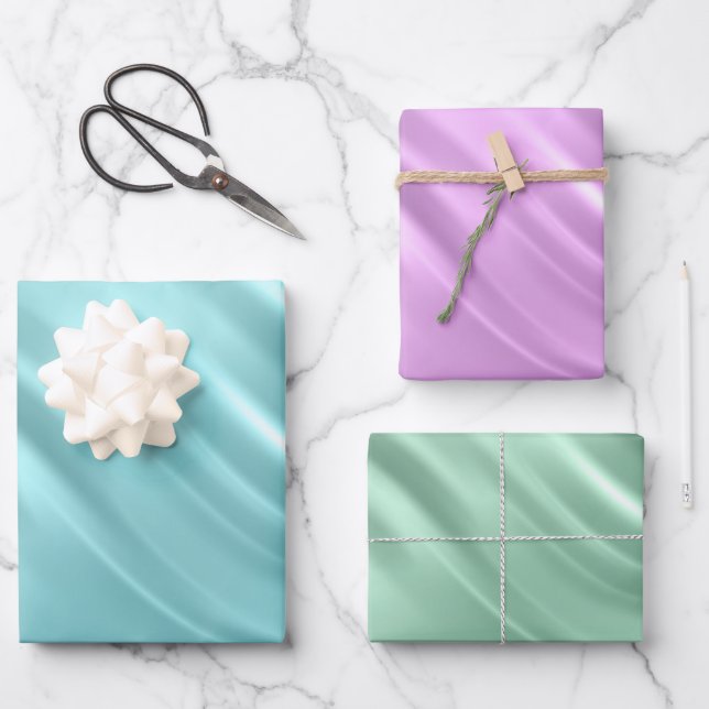 Elegant Teal Lilac Aqua Blue Swirl Pattern  Wrapping Paper Sheet (Front)
