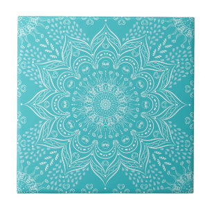 Elegant teal mandala tile
