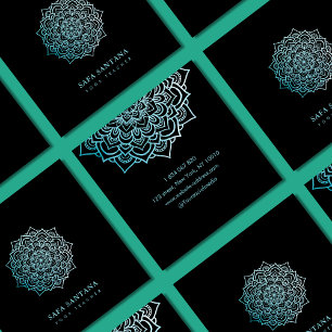 Elegant Teal Mandala Yoga Instructor  Square Business Card