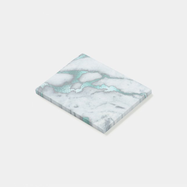 elegant teal marble post-it notes (Angled)