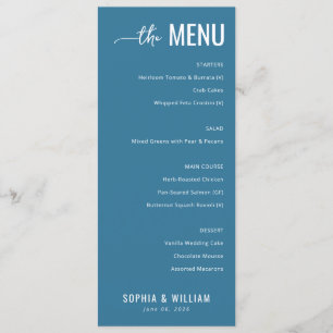 Elegant Teal Menu Card