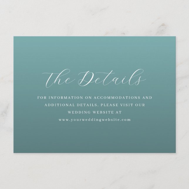 Elegant Teal Minimalist Calligraphy Enclosure Card (Front)