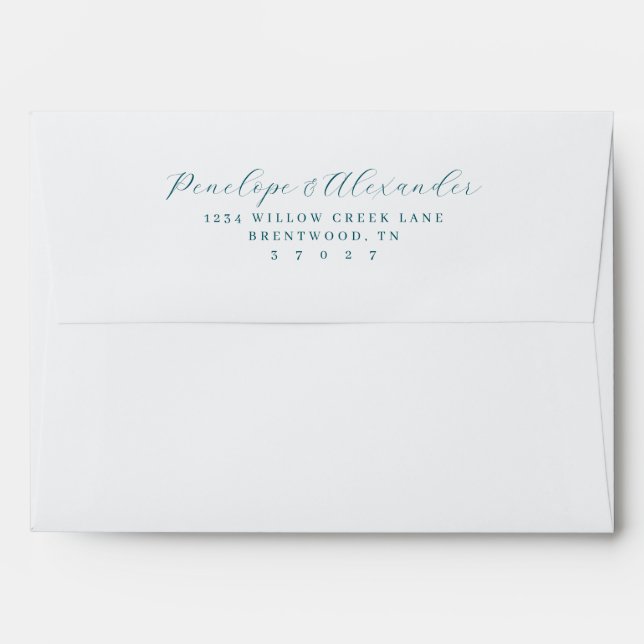 Elegant Teal Minimalist Calligraphy Envelope (Back (Top Flap))