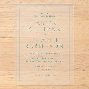 Elegant Teal Minimalist Wedding Invitation