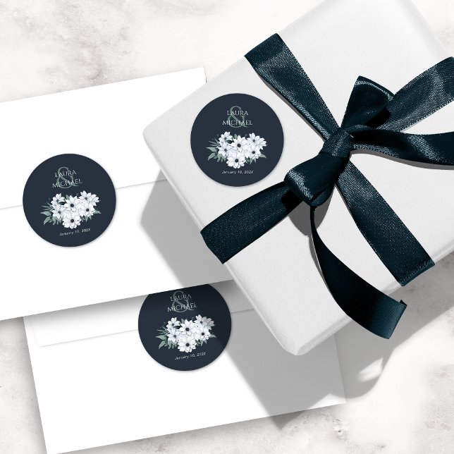 Elegant Teal Mint Floral Classic Round Sticker (Creator Uploaded)