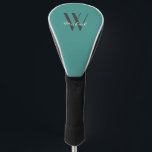 Elegant Teal Monogram Add Name Script Golf Head Cover<br><div class="desc">This elegant teal background with grey monogram name in script and initial are great designs to add to this product. The interesting part here is that you can personalise it by adding your own name on a monogram. If you can not find what you want just email me at jraym48@gmail.com...</div>