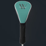 Elegant Teal Monogram Add Name Script Golf Head Cover<br><div class="desc">This elegant teal background with grey monogram name in script and initial are great designs to add to this product. The interesting part here is that you can personalise it by adding your own name on a monogram. If you can not find what you want just email me at jraym48@gmail.com...</div>