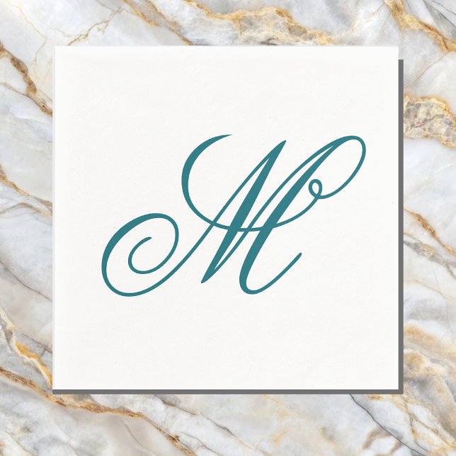 Elegant Teal Monogram Initial  Napkin (Creator Uploaded)
