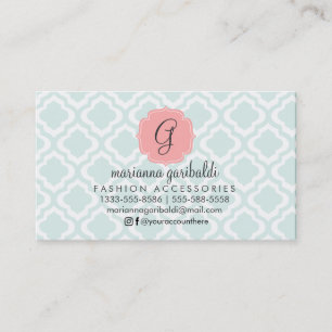 Elegant Teal Moroccan Quatrefoil Personalised Busi Business Card