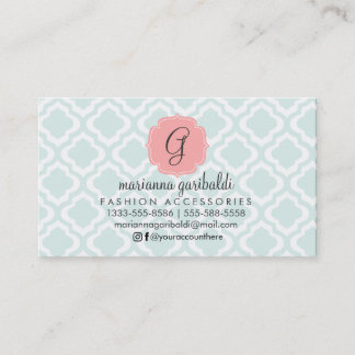 Elegant Teal Moroccan Quatrefoil Personalised Busi Business Card
