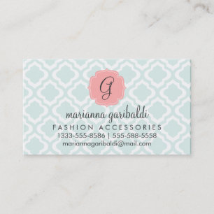 Elegant Teal Moroccan Quatrefoil Personalised Business Card