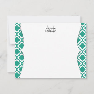 Elegant Teal Moroccan Quatrefoil Personalised Card