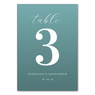 Elegant Teal Number Table Sign