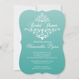 Elegant Teal Ombre wBridal Shower Invitation